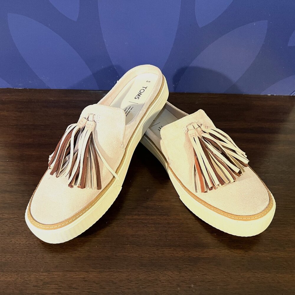 Toms All-Suede Powder Sunrise Low Mule Blush with Tassel Size 9W